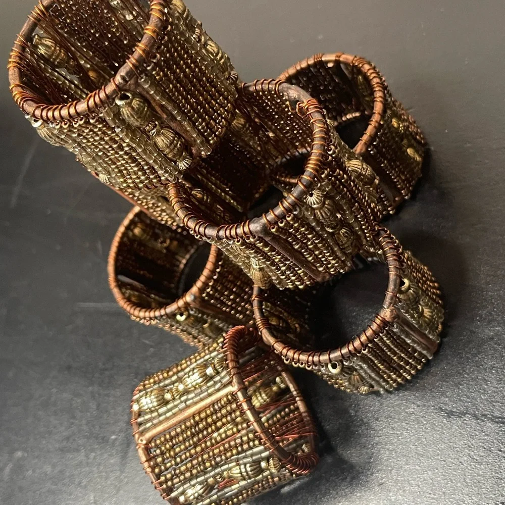 Beaded Napkin Rings Set 8 total